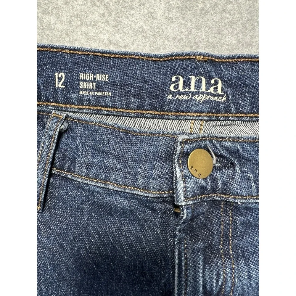 a.n.a High Rise Medium Wash Denim Cargo Maxi‎ Skirt Women's Sz 12